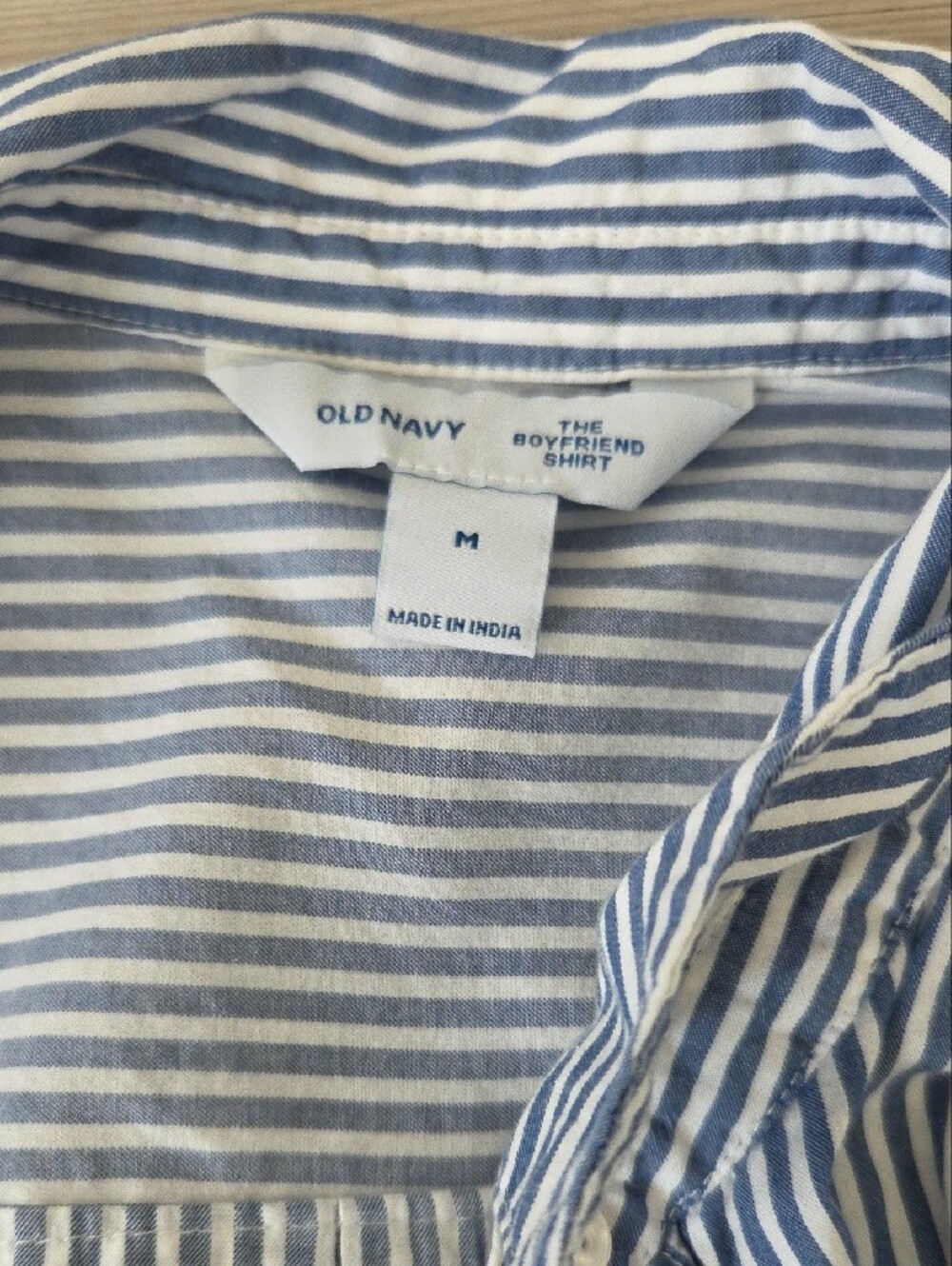 Old Navy Blue and White Vertical Stripe Button-Down Shirt - Picture 2 of 6